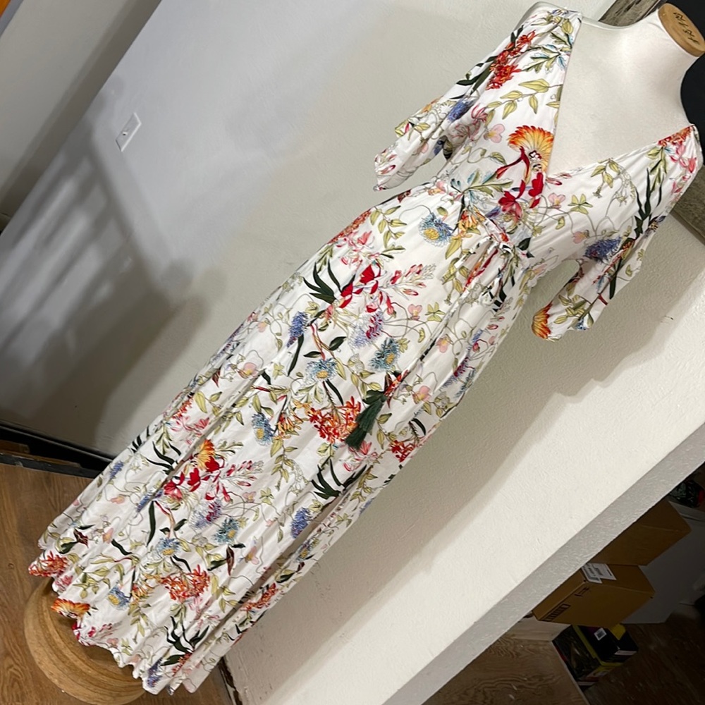Affection Maxi Floral Dress w/ Cold Shoulder - Sz S